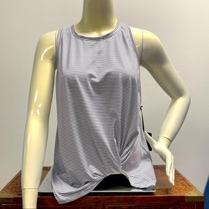 DYI - Black and Off White Stripe Knotted Tank Top